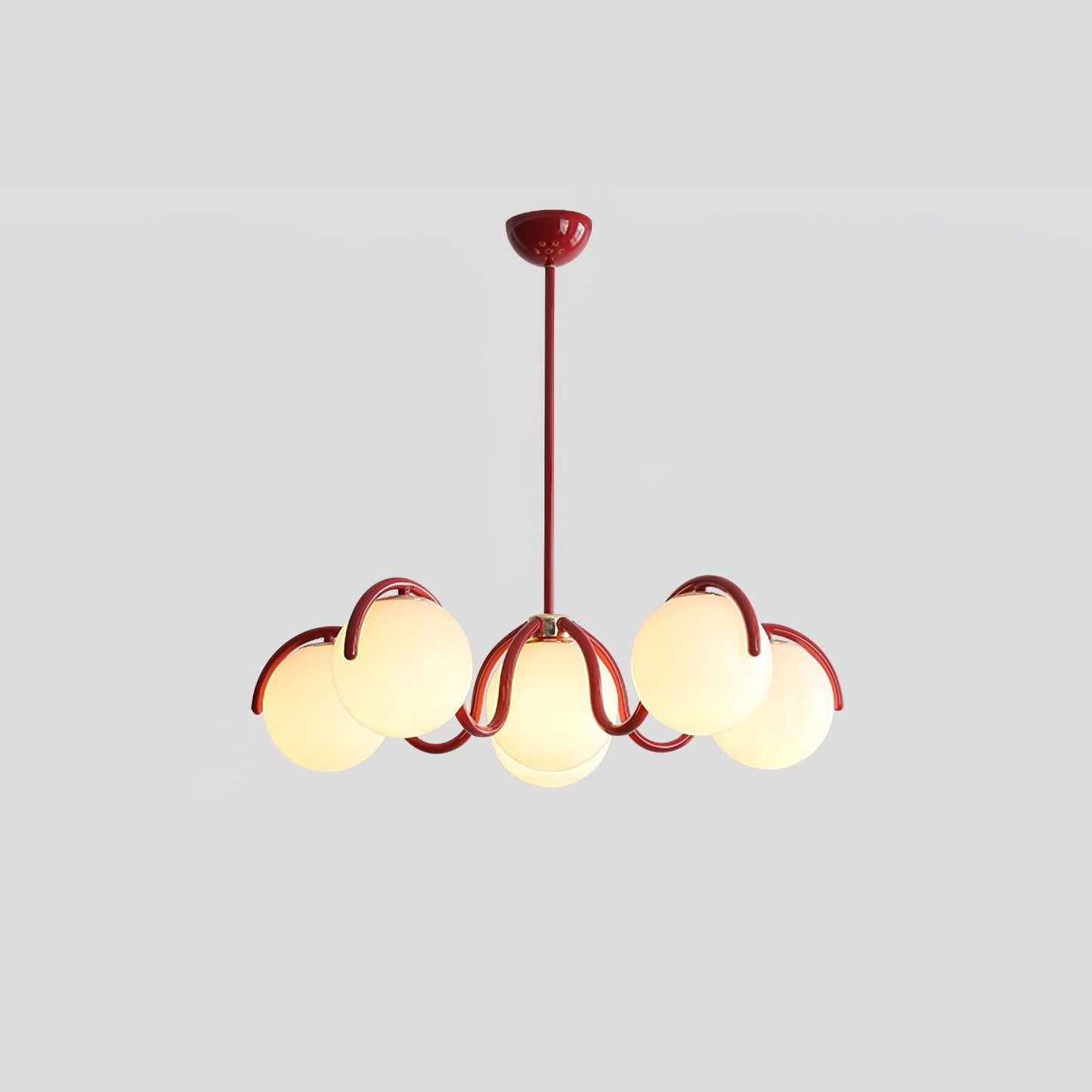 Reedway Linear Chandelier | Metal Frame | 6 White Glass Globes