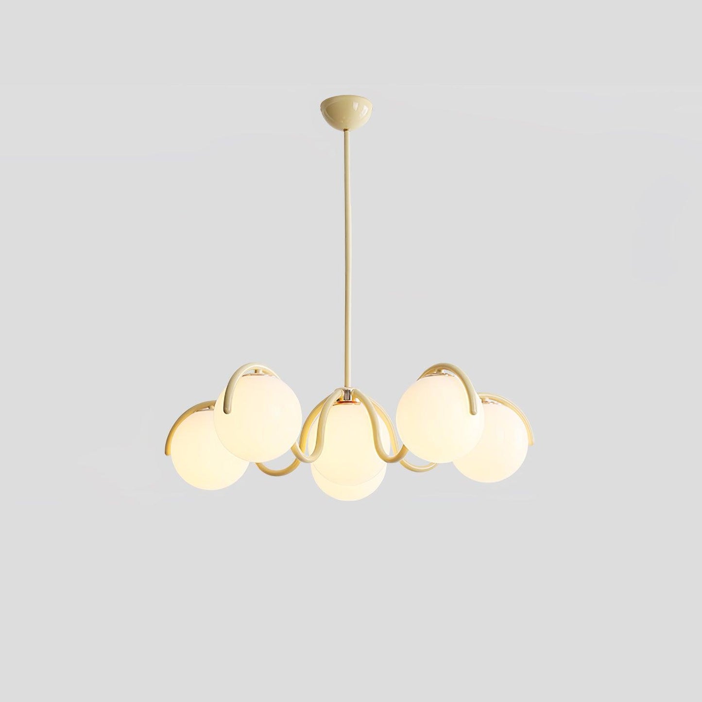Reedway Linear Chandelier | Metal Frame | 6 White Glass Globes