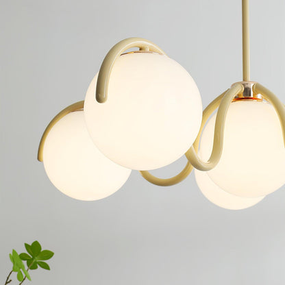 Reedway Linear Chandelier | Metal Frame | 6 White Glass Globes