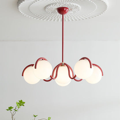 Reedway Linear Chandelier | Metal Frame | 6 White Glass Globes