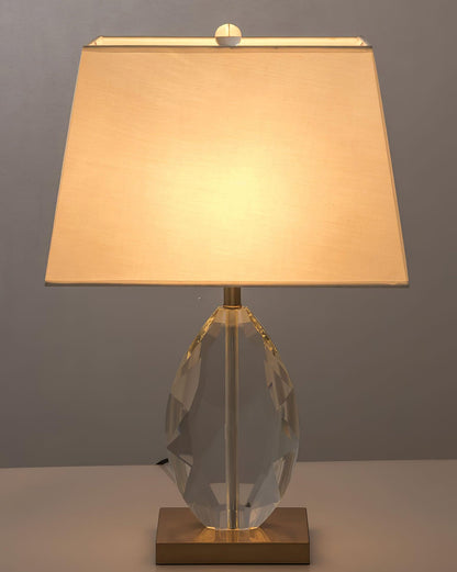 Regal Table Lamp | Metal & Crystal | Gold with White Shade
