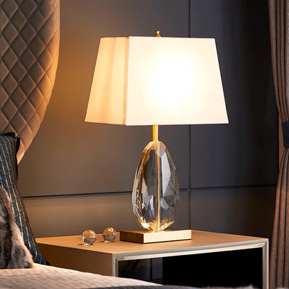 Regal Table Lamp | Metal & Crystal | Gold with White Shade
