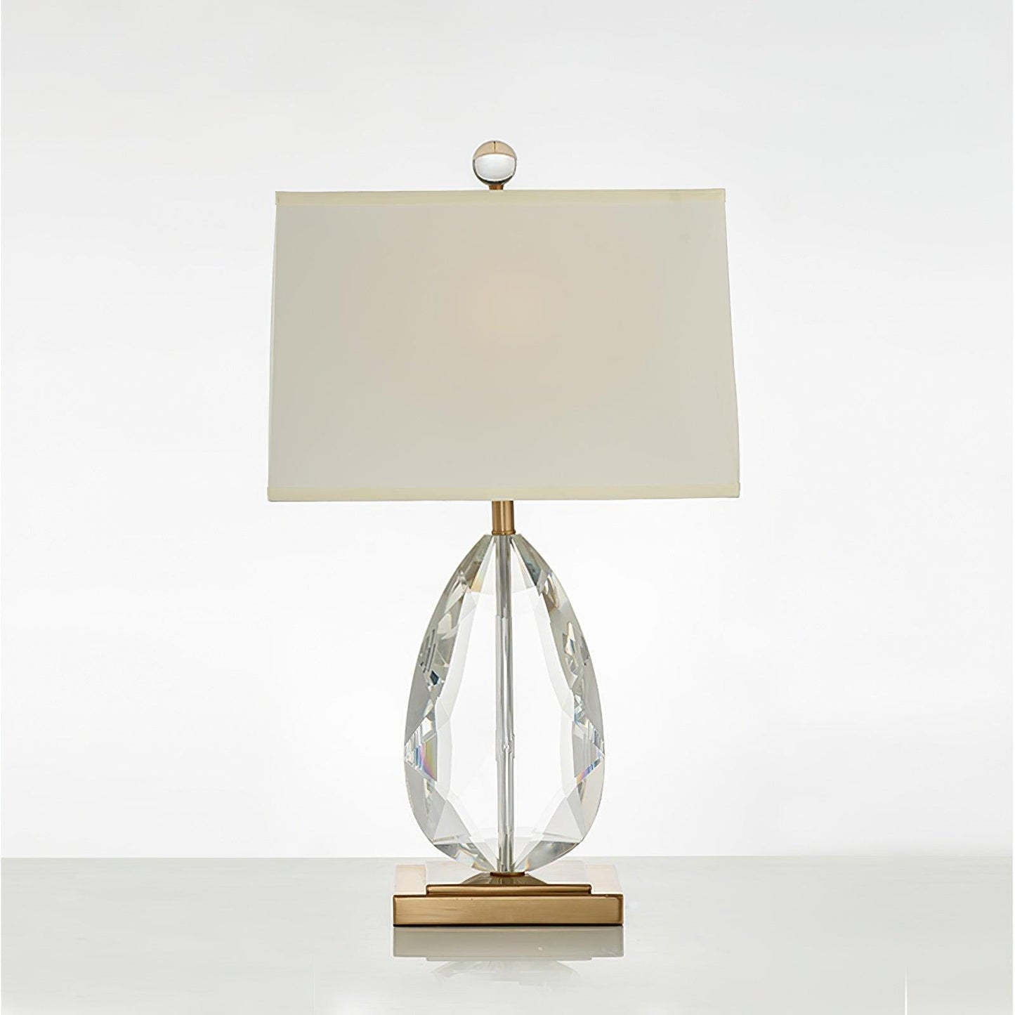 Regal Table Lamp | Metal & Crystal | Gold with White Shade
