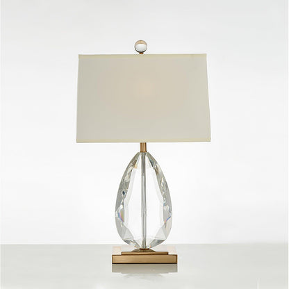 Regal Table Lamp | Metal & Crystal | Gold with White Shade