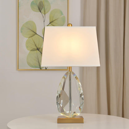 Regal Table Lamp | Metal & Crystal | Gold with White Shade