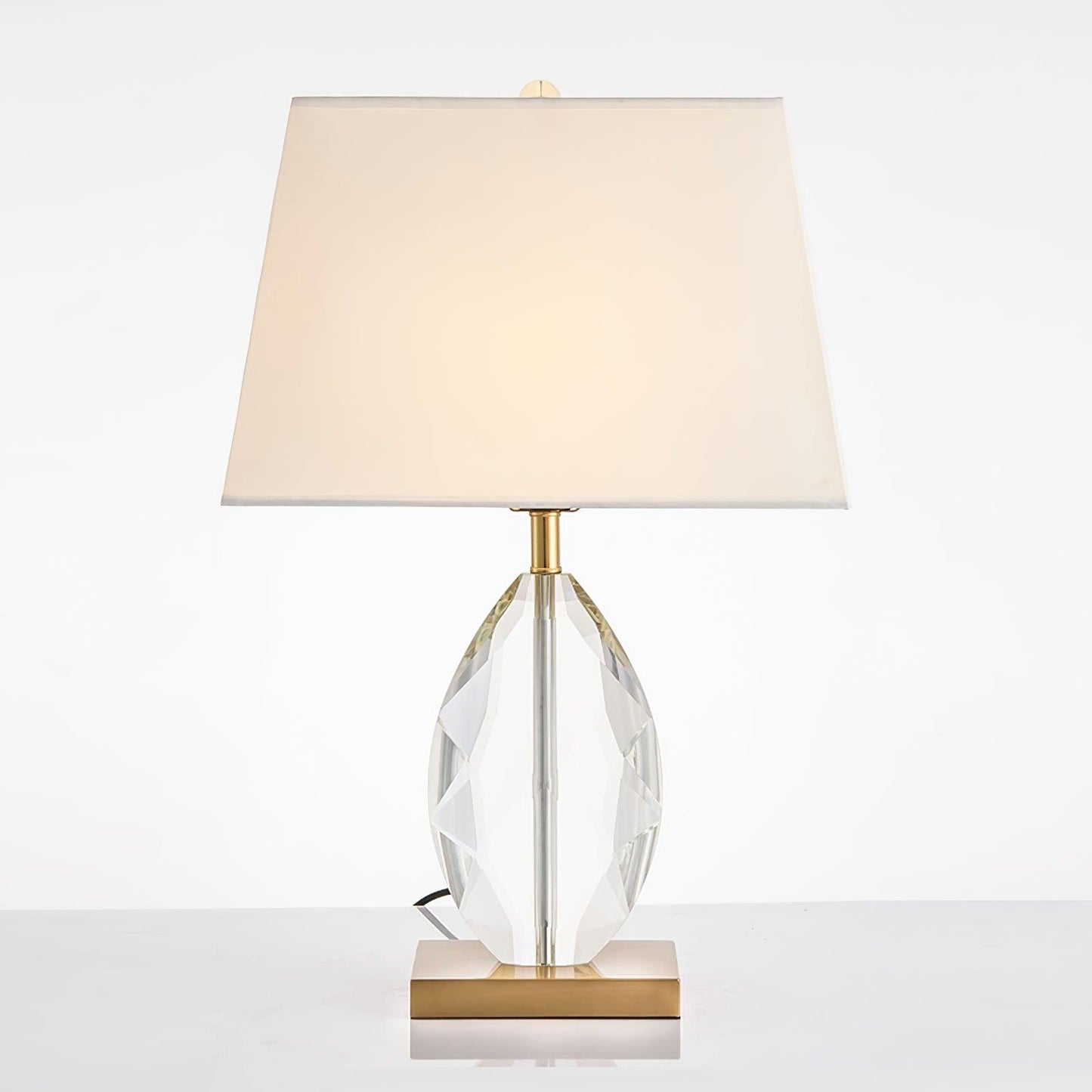 Regal Table Lamp | Metal & Crystal | Gold with White Shade