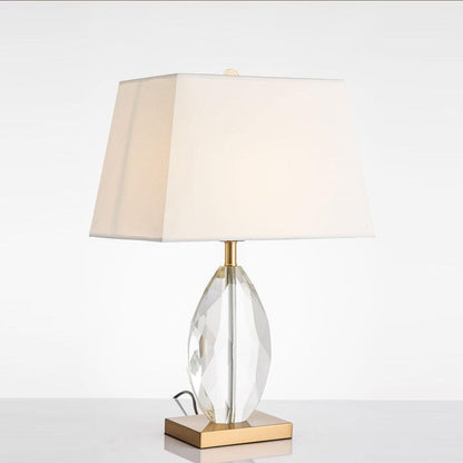 Regal Table Lamp | Metal & Crystal | Gold with White Shade