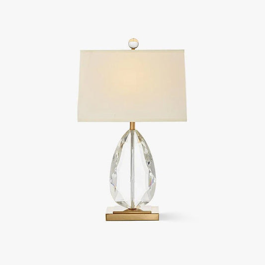 Regal Table Lamp | Metal & Crystal | Gold with White Shade