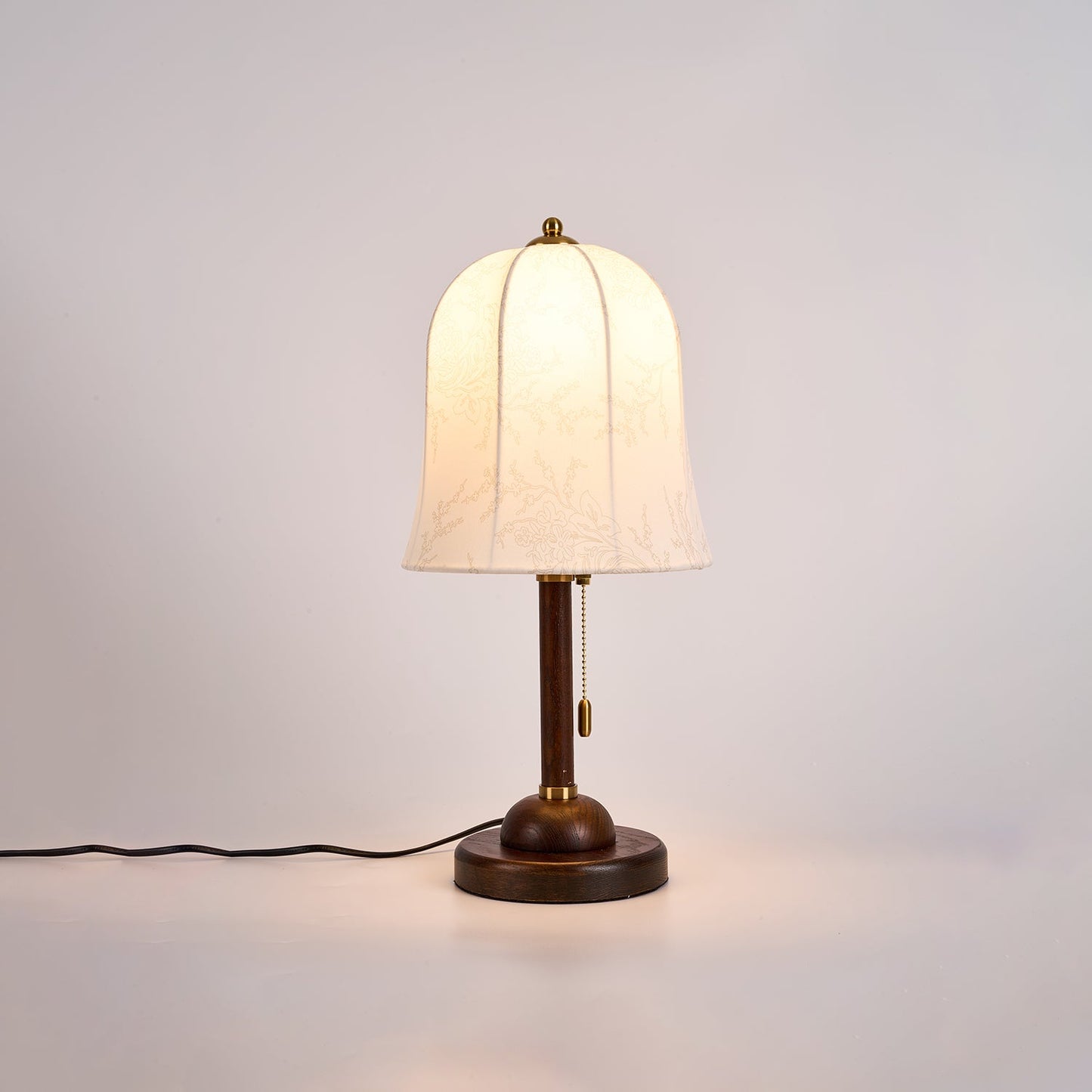 Regalwood Table Lamp | Wood & Fabric | Walnut & White