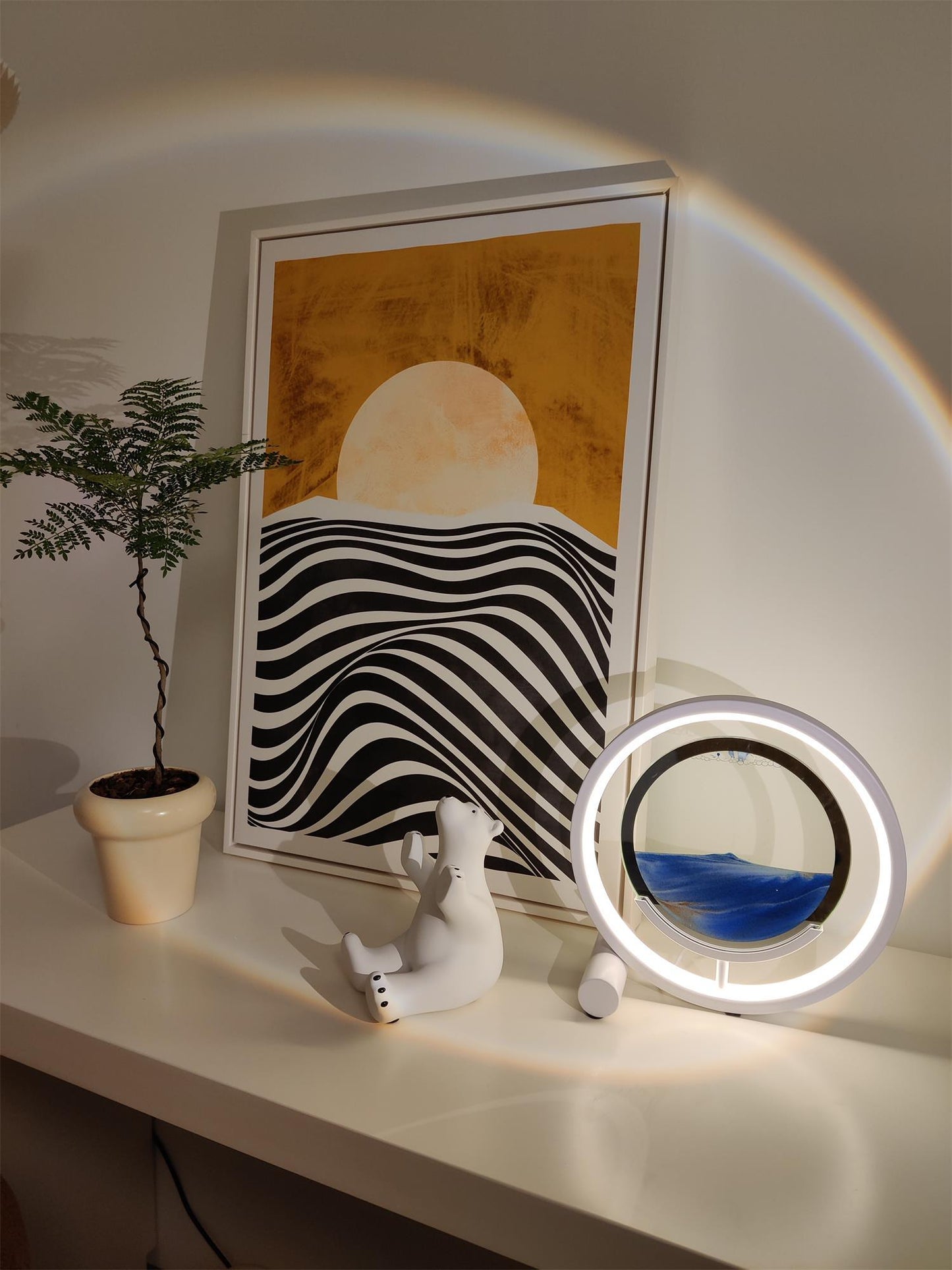 Sand Table Lamp | Metal & Glass | Black, White, Red, Blue