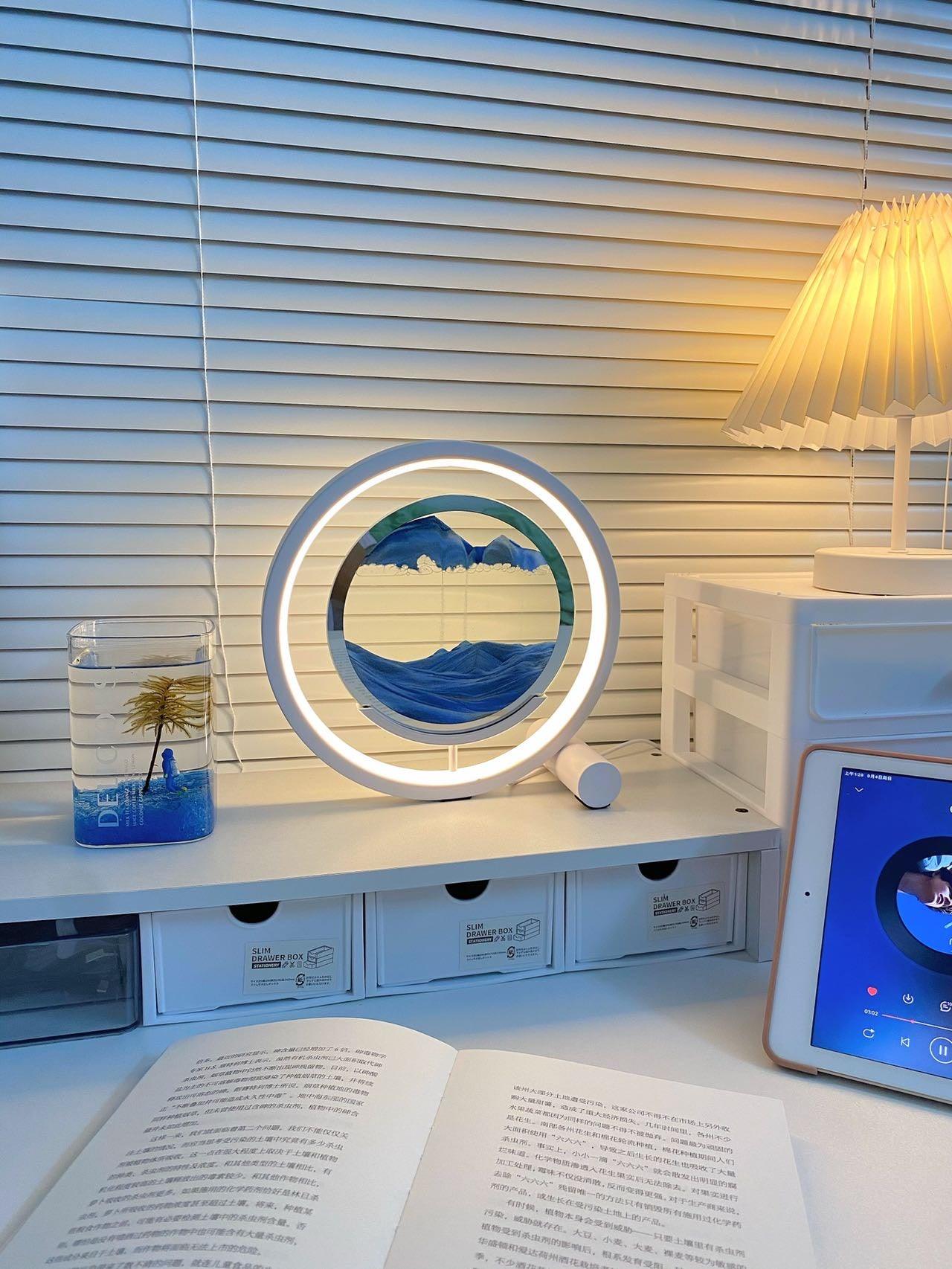 Sand Table Lamp | Metal & Glass | Black, White, Red, Blue