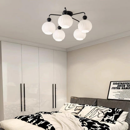 Renee Ceiling Light | Green Metal & White Glass | 4, 5, or 8 Heads