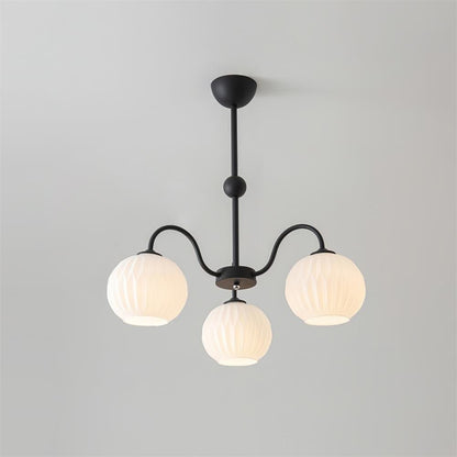 Renee Chandelier | Green Metal Frame & White Glass Shades | 3, 5, or 8 Lights