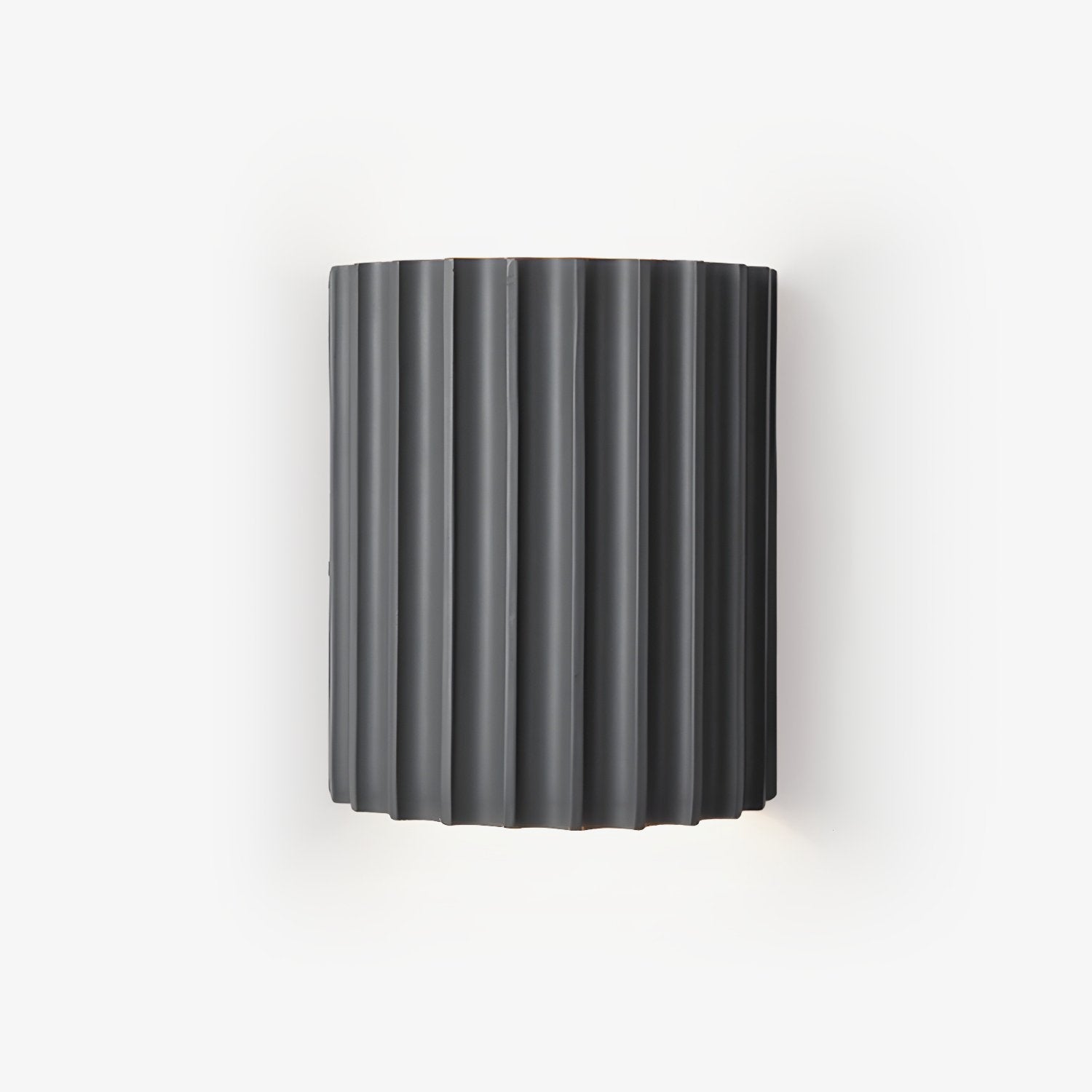 Resin Ribbed Wall Lamp | Matte Black Finish | 14cm Diameter