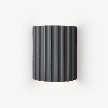 Resin Ribbed Wall Lamp | Matte Black Finish | 14cm Diameter