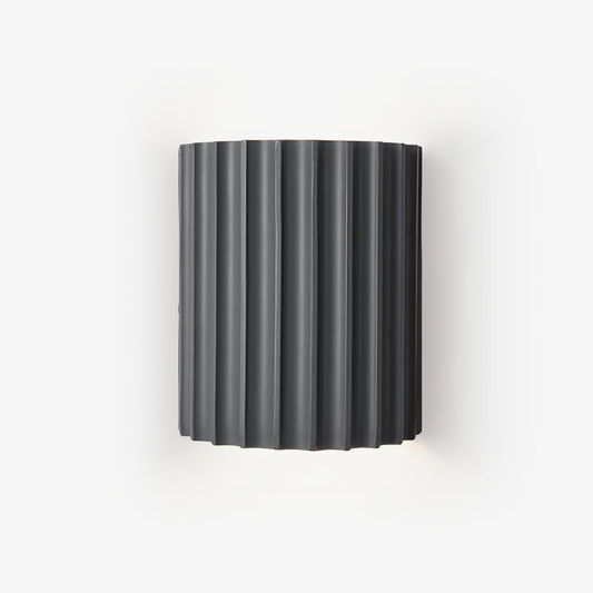 Resin Ribbed Wall Lamp | Matte Black Finish | 14cm Diameter