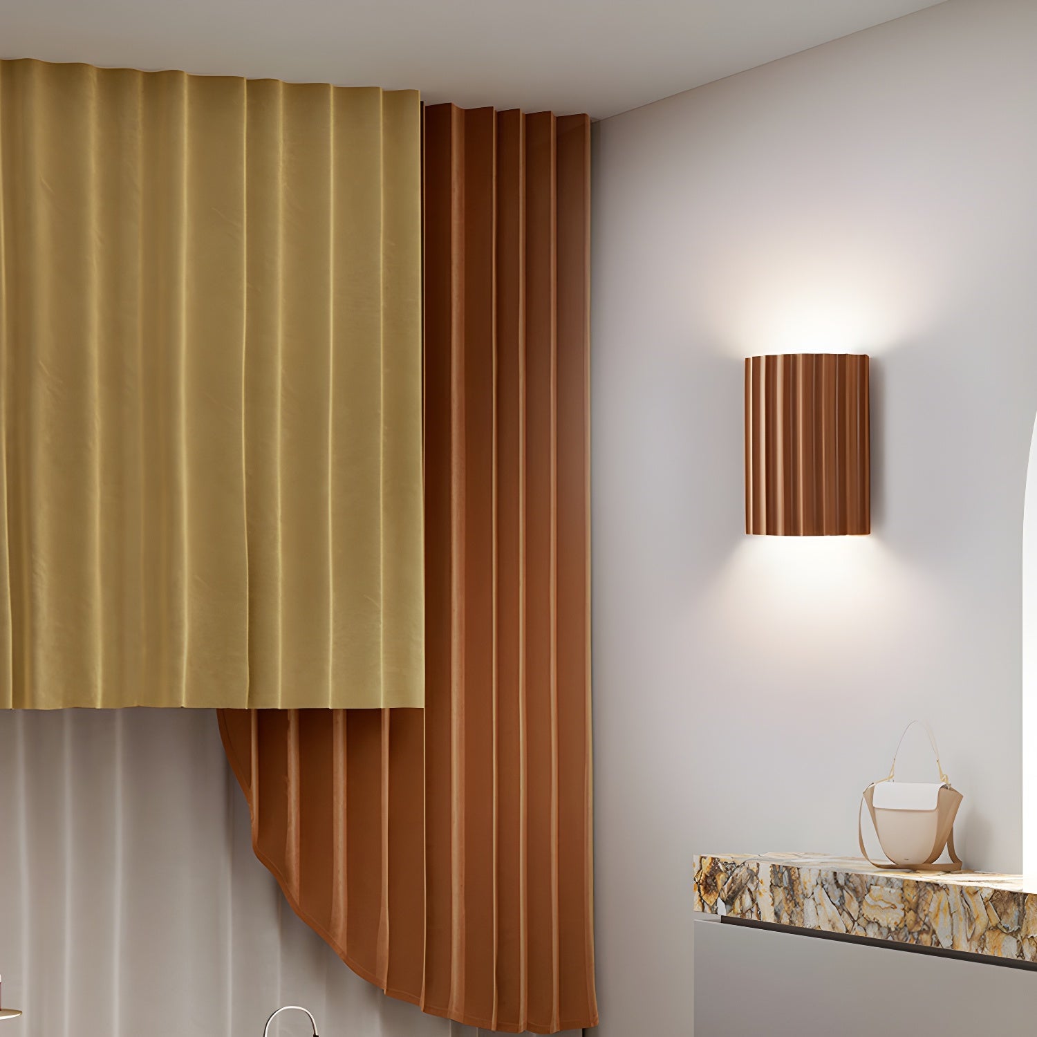 Resin Ribbed Wall Lamp | Matte Black Finish | 14cm Diameter