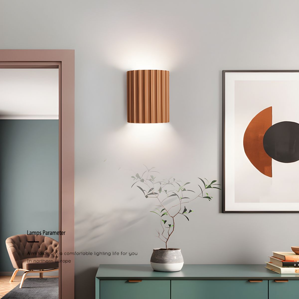 Resin Ribbed Wall Lamp | Matte Black Finish | 14cm Diameter