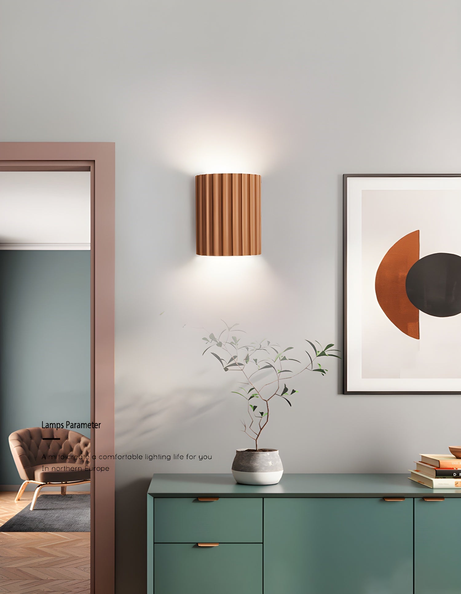 Resin Ribbed Wall Lamp | Matte Black Finish | 14cm Diameter