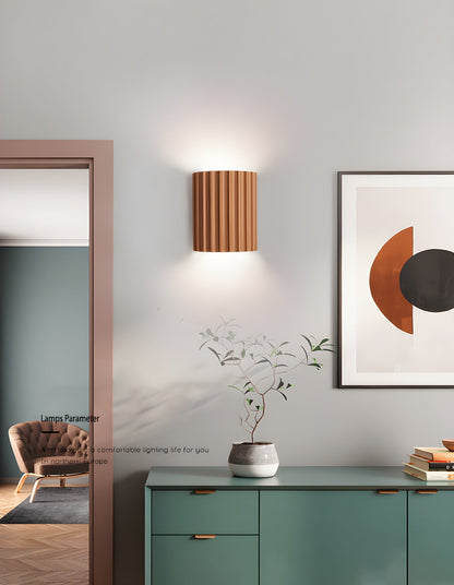 Resin Ribbed Wall Lamp | Matte Black Finish | 14cm Diameter