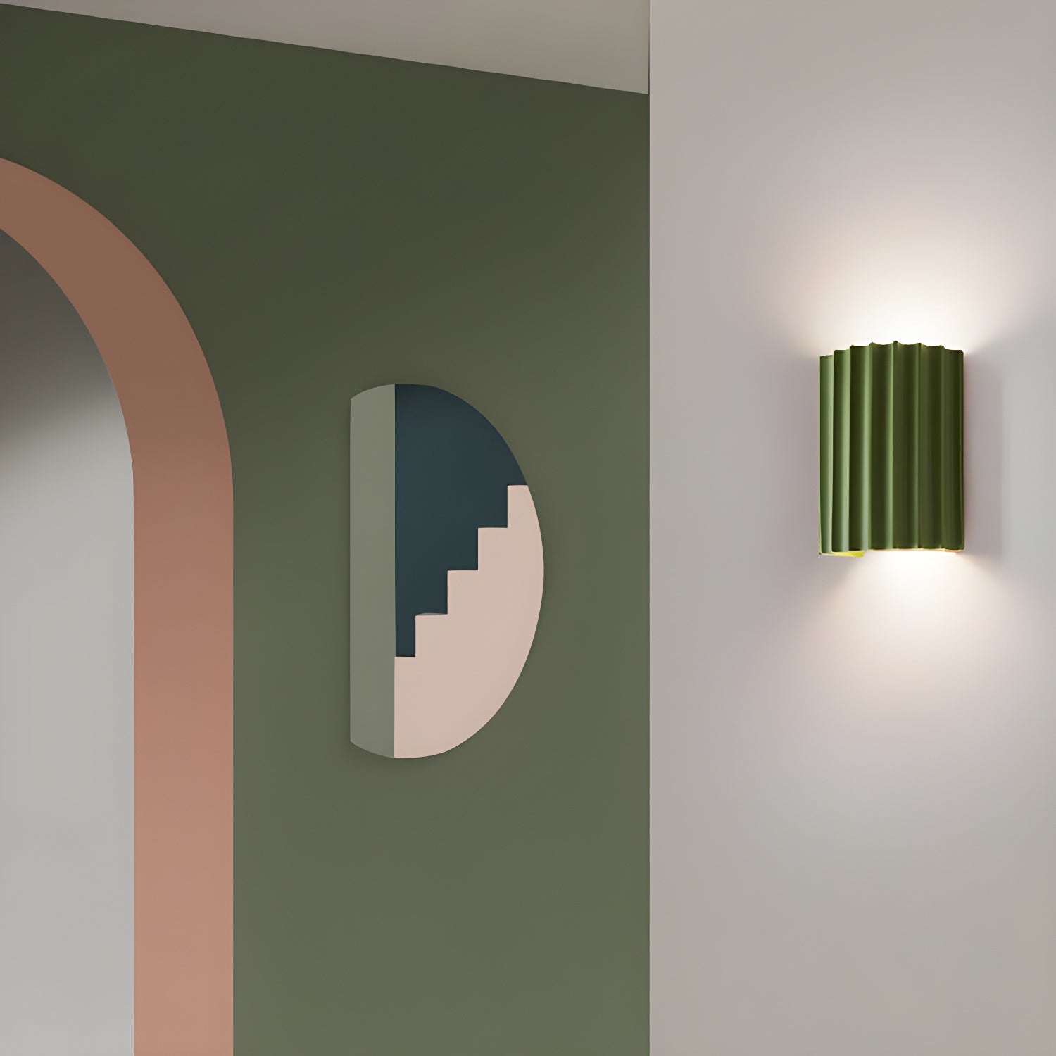 Resin Ribbed Wall Lamp | Matte Black Finish | 14cm Diameter