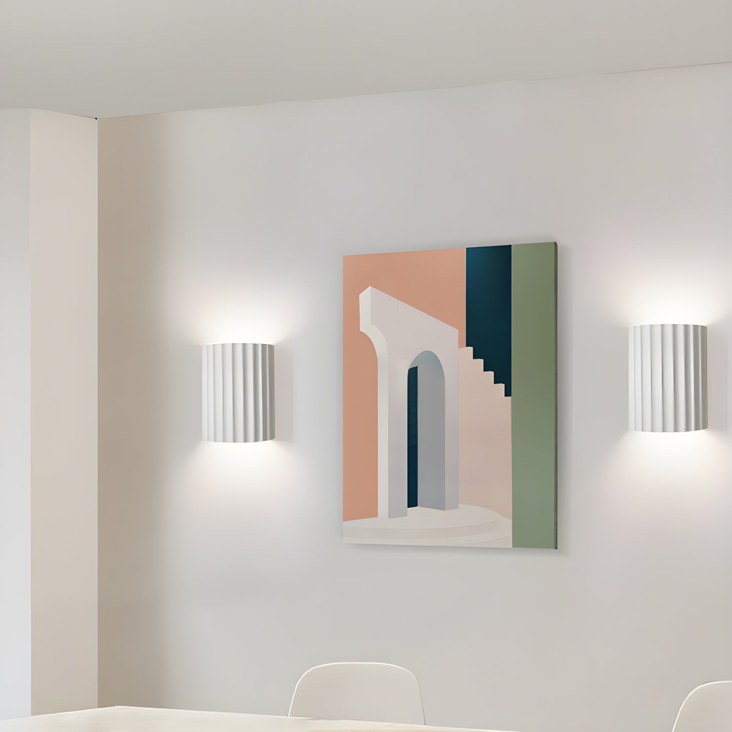 Resin Ribbed Wall Lamp | Matte Black Finish | 14cm Diameter