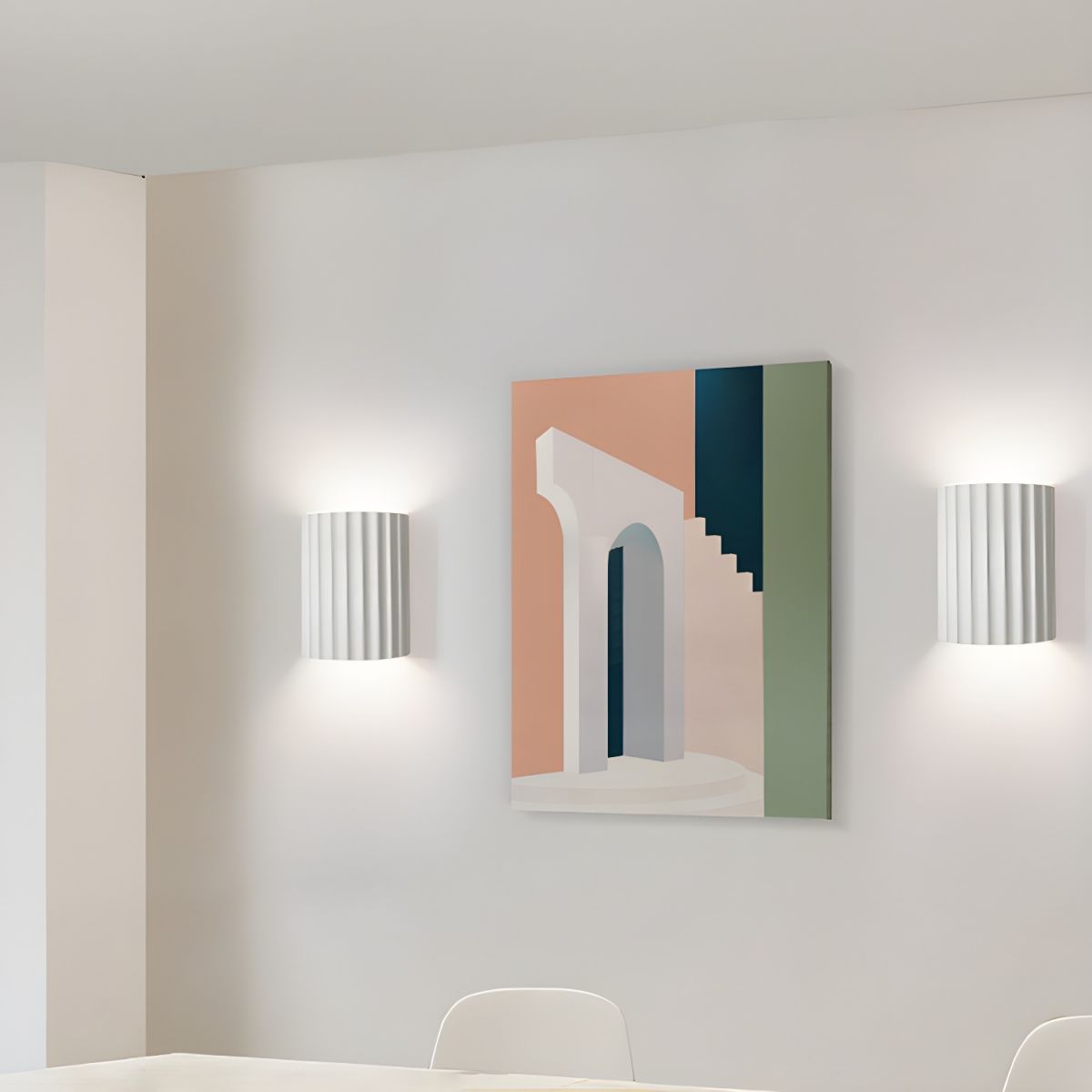 Resin Ribbed Wall Lamp | Matte Black Finish | 14cm Diameter