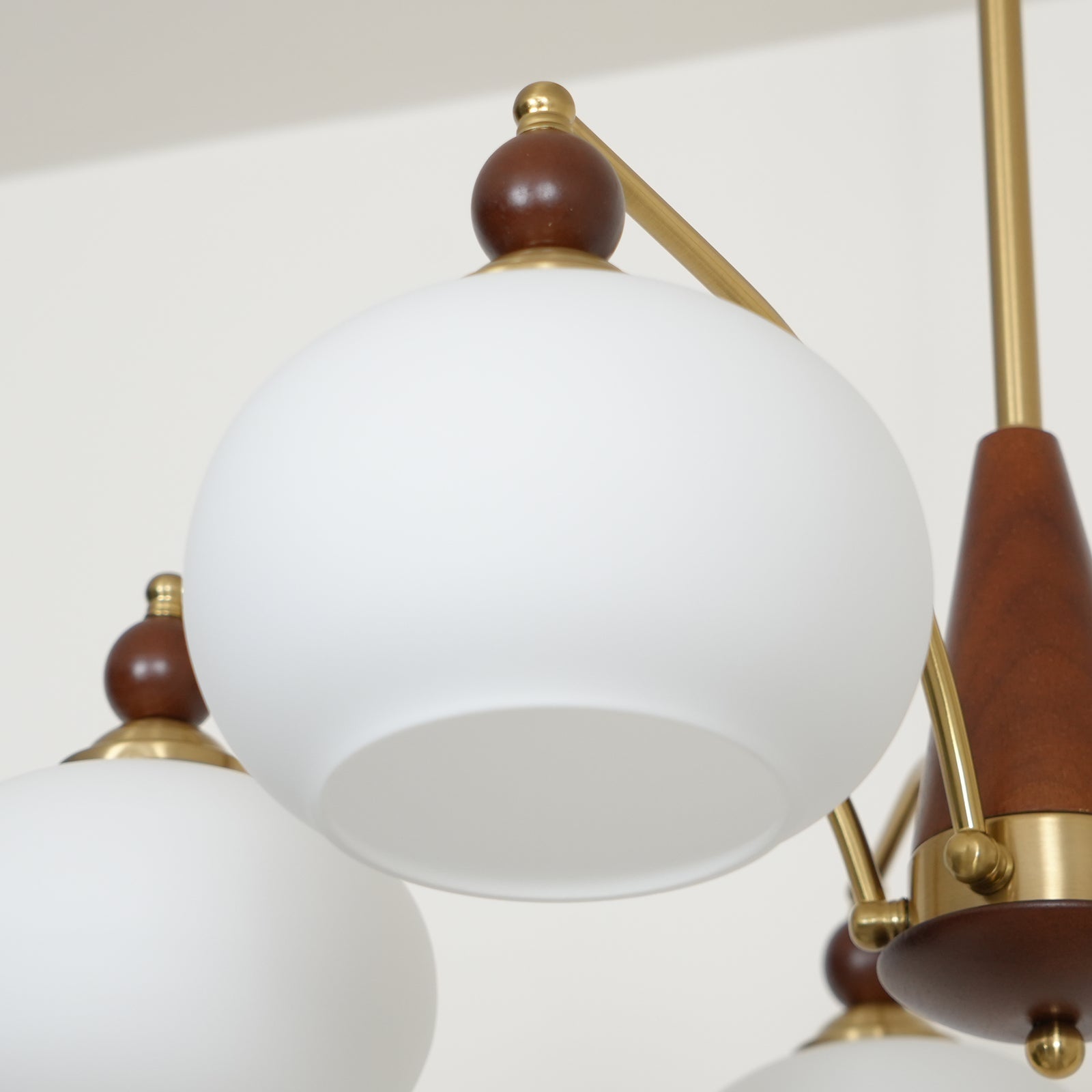Calliope Chandelier | Metal & Glass | Gold & Walnut Finish