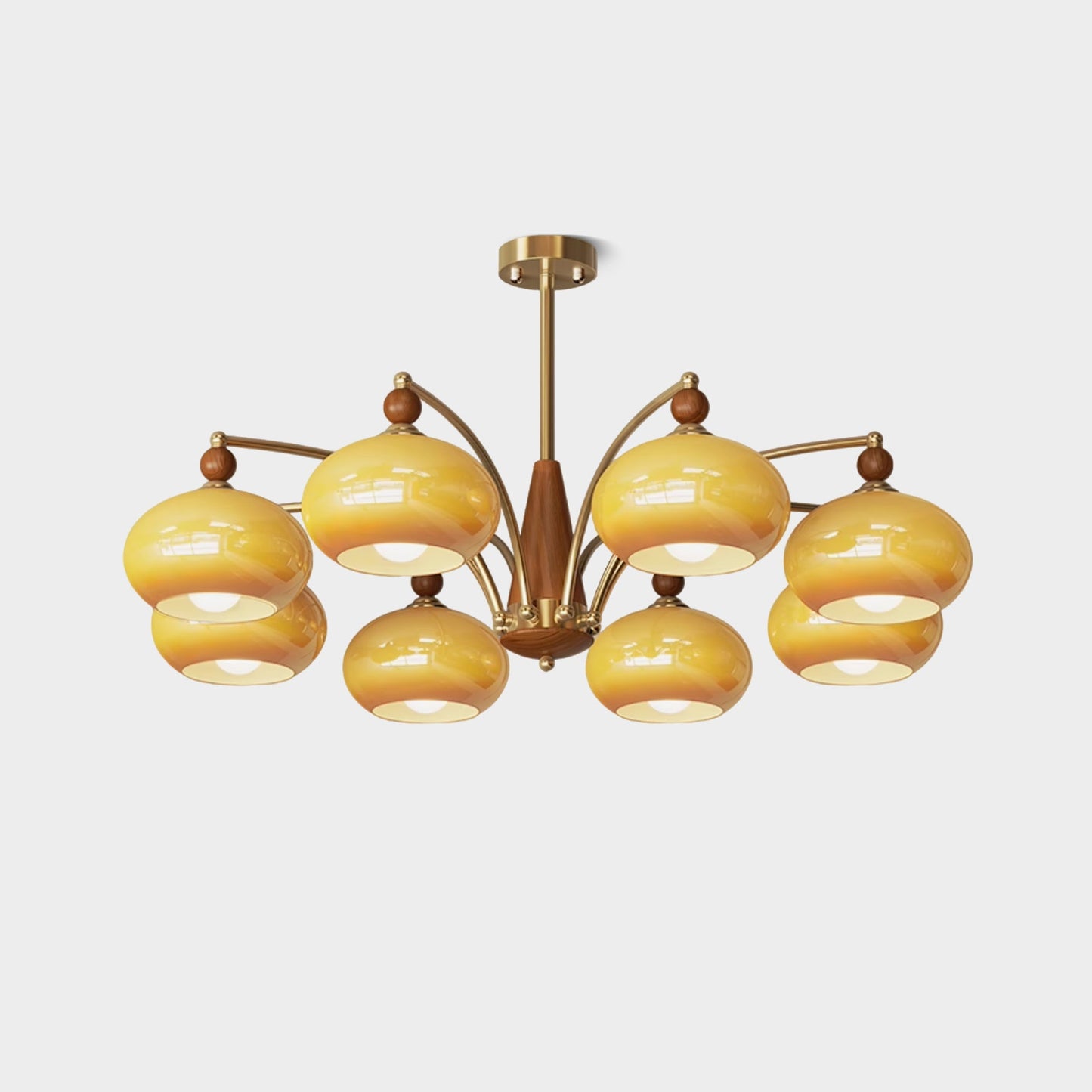 Calliope Chandelier | Metal & Glass | Gold & Walnut Finish