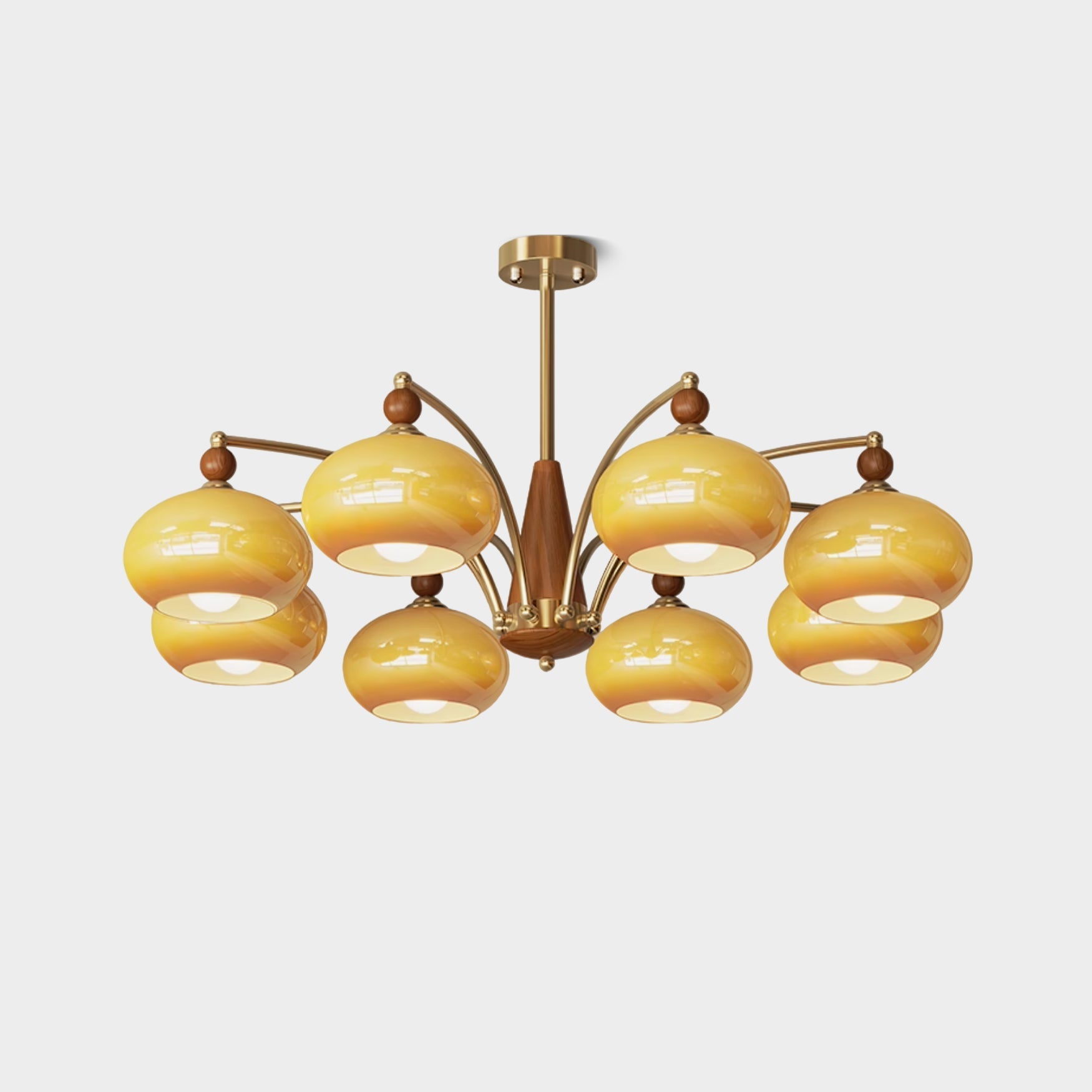 Calliope Chandelier | Metal & Glass | Gold & Walnut Finish