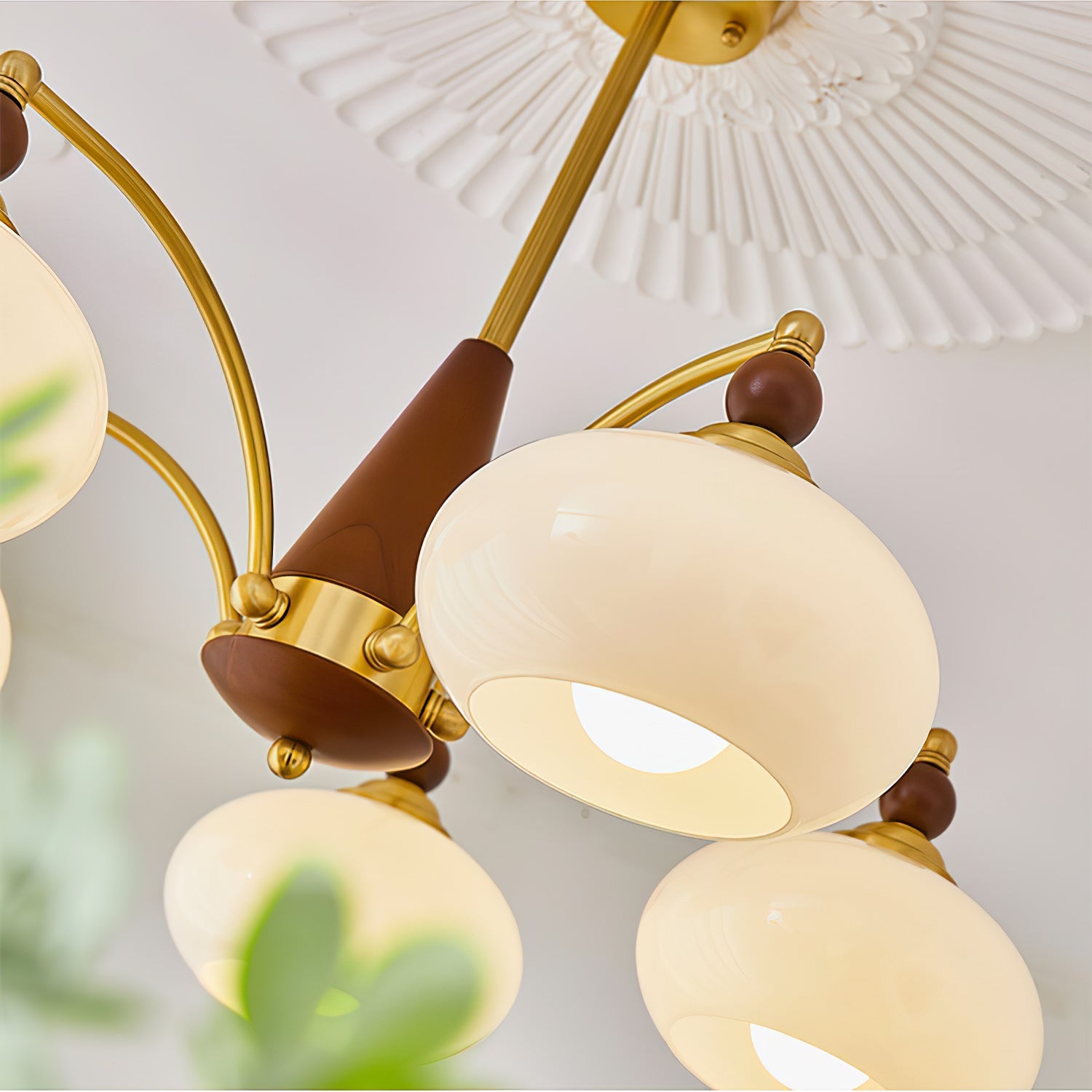 Calliope Chandelier | Metal & Glass | Gold & Walnut Finish