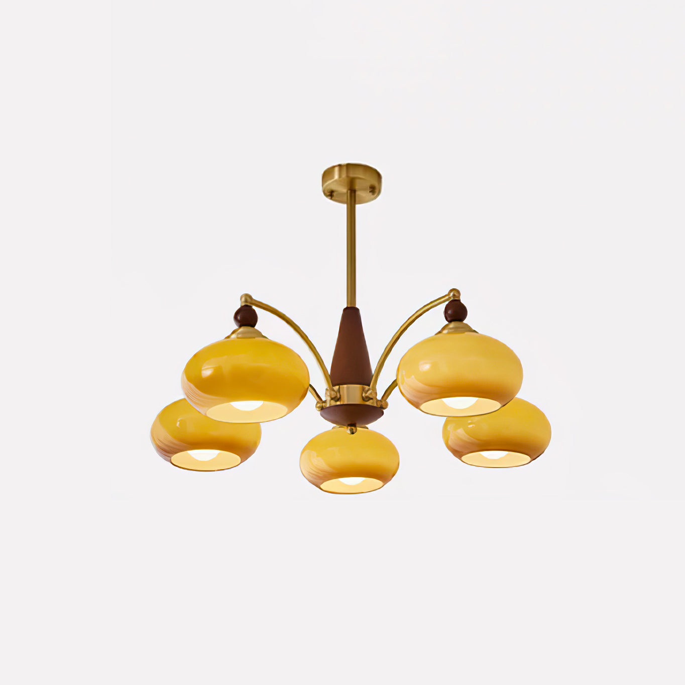 Calliope Chandelier | Metal & Glass | Gold & Walnut Finish