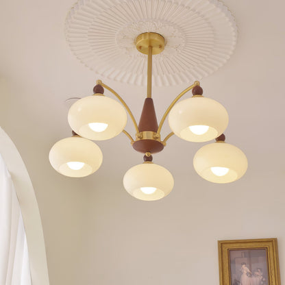 Calliope Chandelier | Metal & Glass | Gold & Walnut Finish