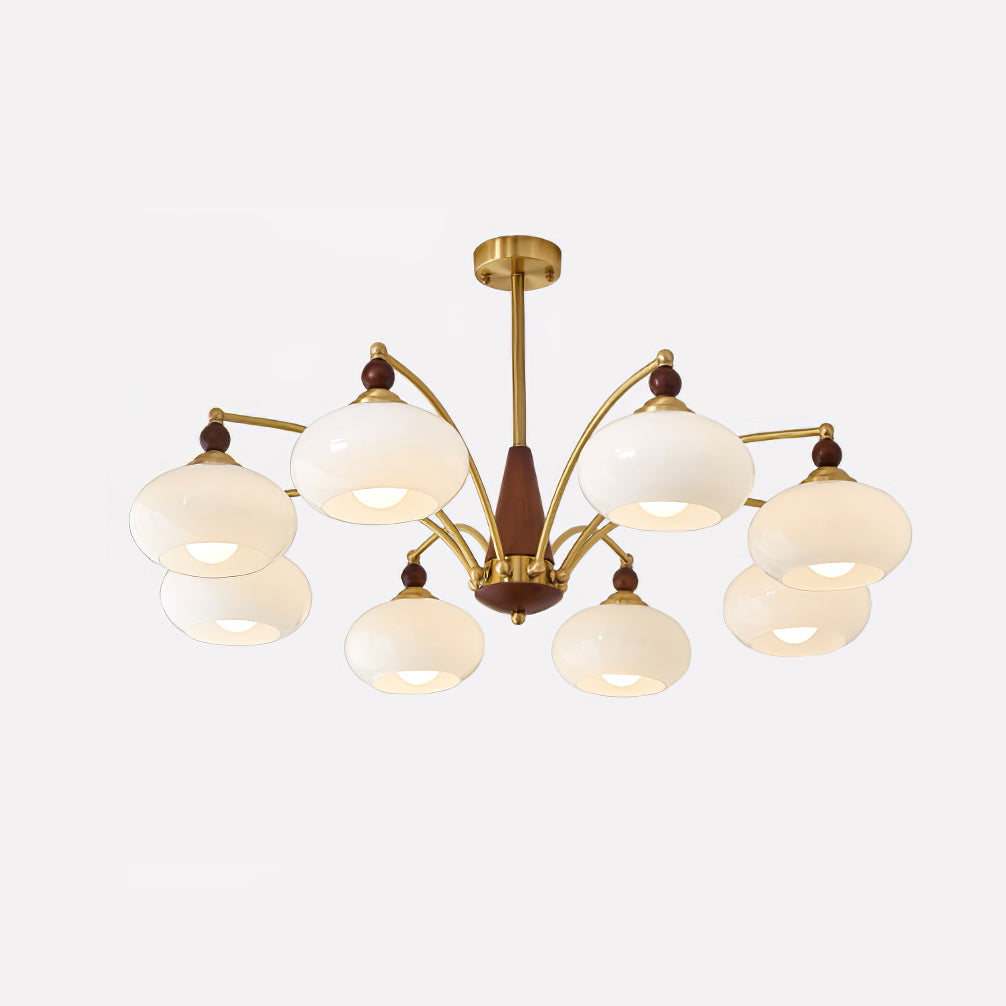 Calliope Chandelier | Metal & Glass | Gold & Walnut Finish