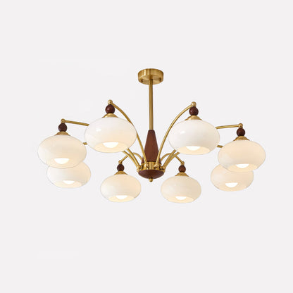 Calliope Chandelier | Metal & Glass | Gold & Walnut Finish