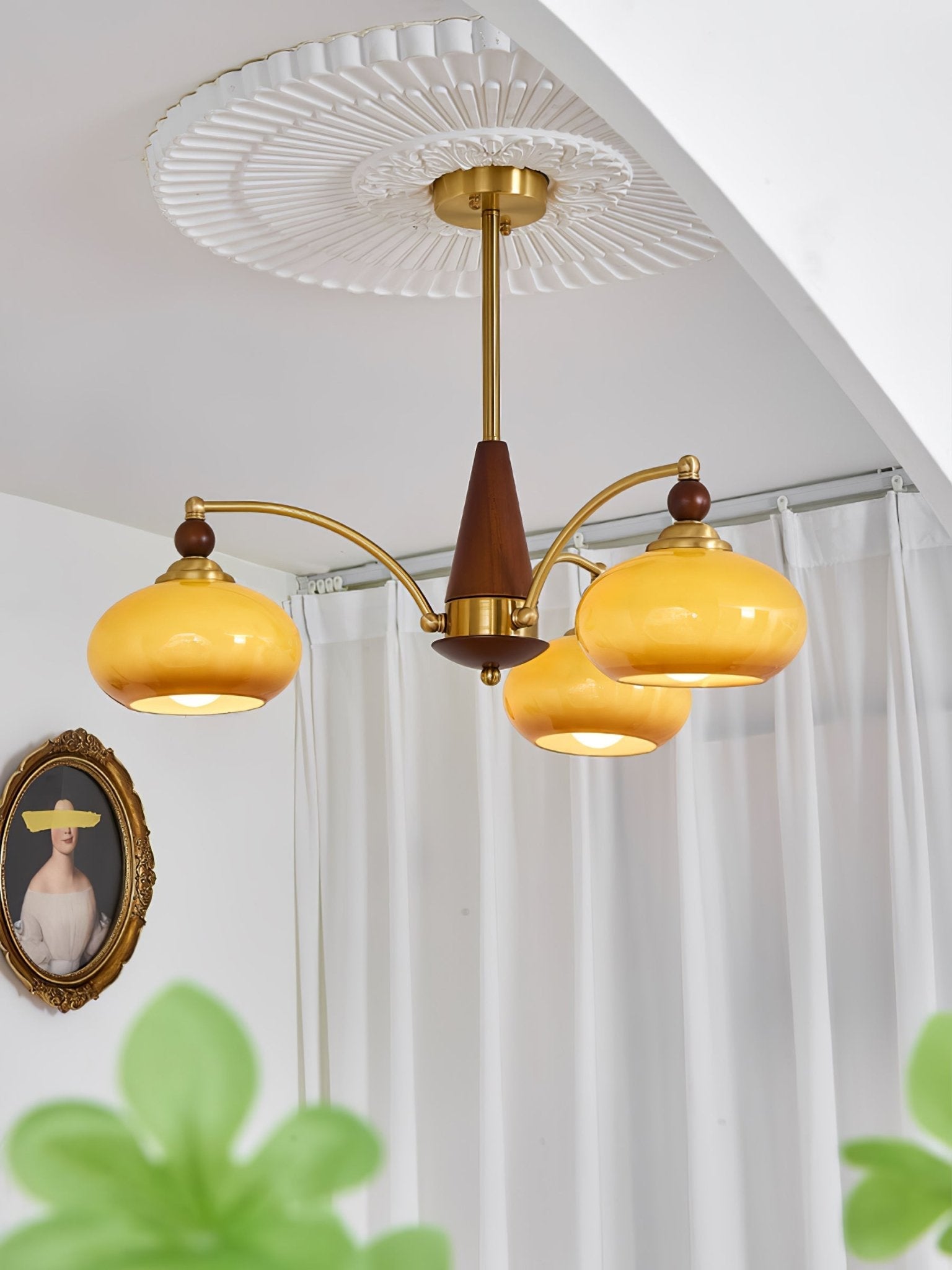 Calliope Chandelier | Metal & Glass | Gold & Walnut Finish
