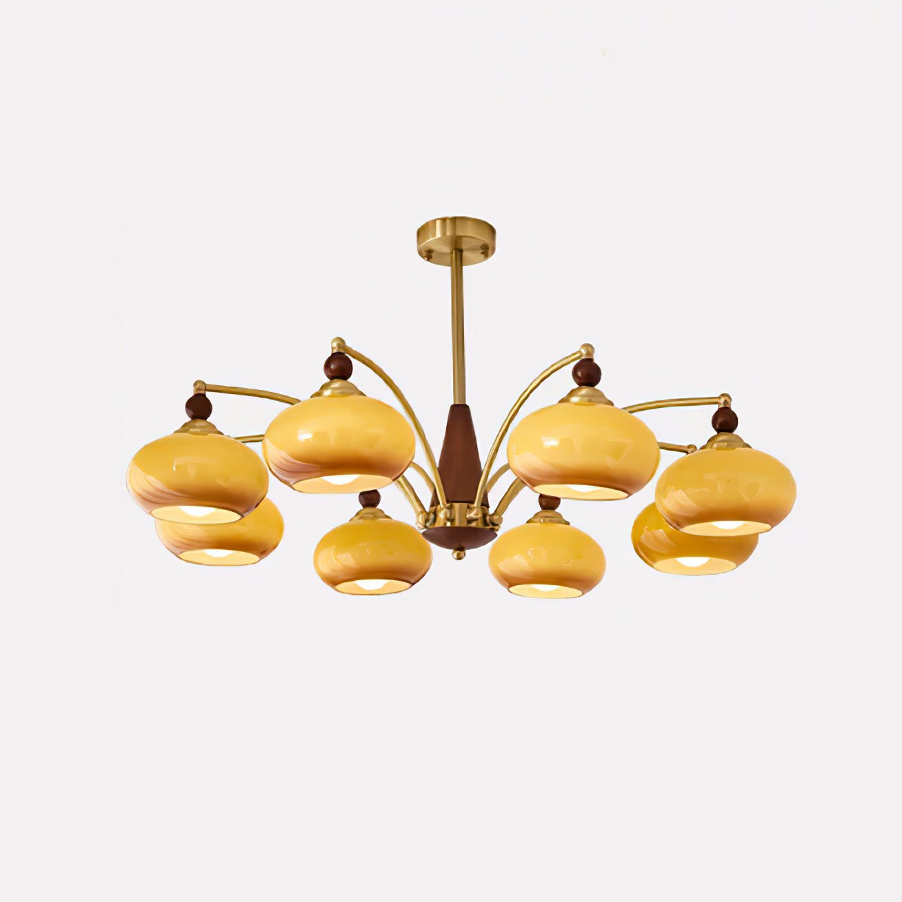 Calliope Chandelier | Metal & Glass | Gold & Walnut Finish
