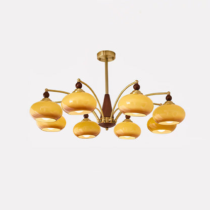 Calliope Chandelier | Metal & Glass | Gold & Walnut Finish