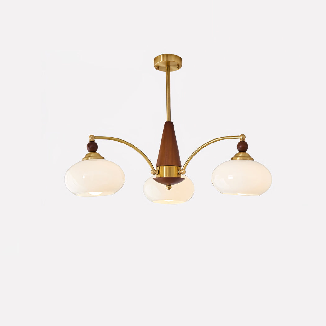Calliope Chandelier | Metal & Glass | Gold & Walnut Finish