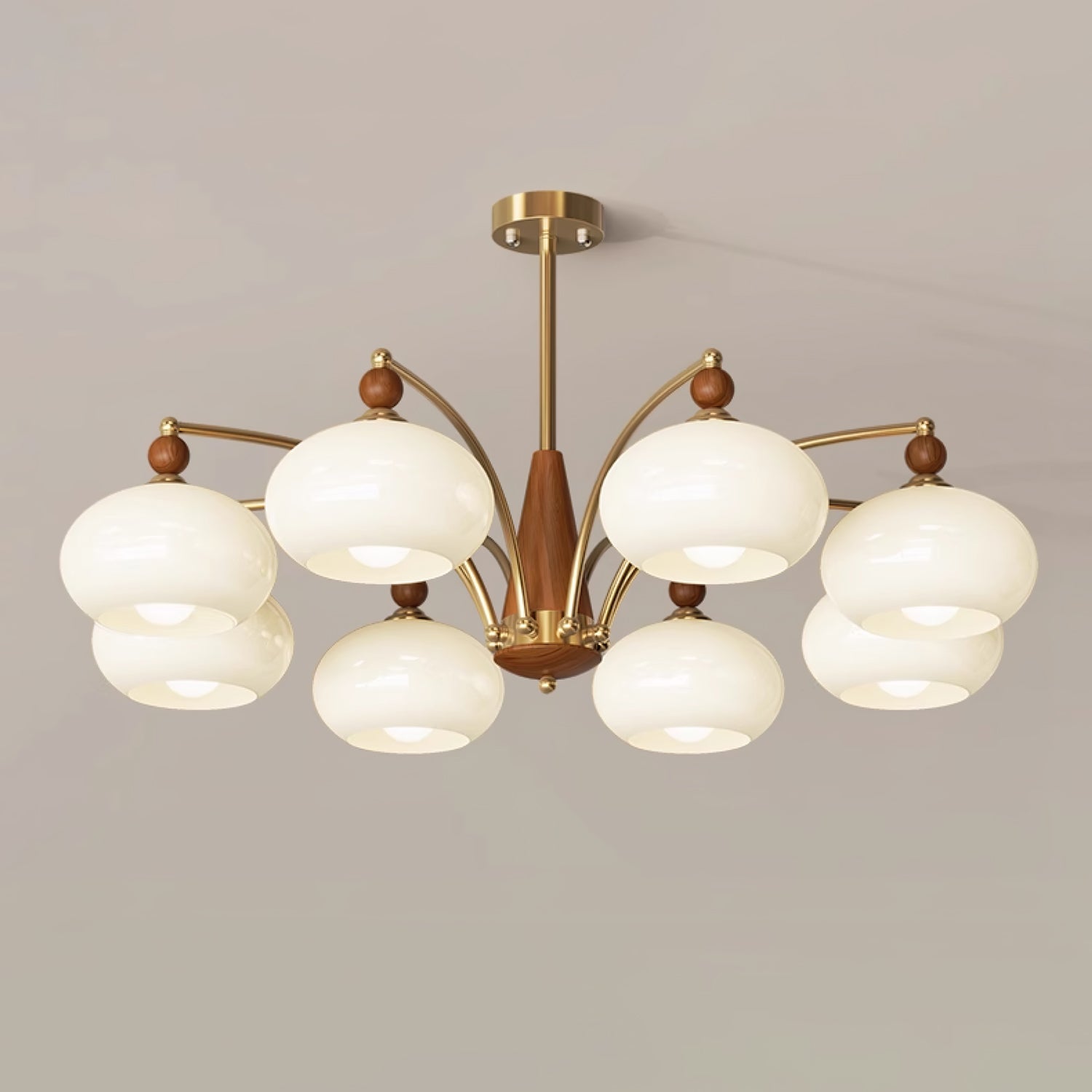 Calliope Chandelier | Metal & Glass | Gold & Walnut Finish