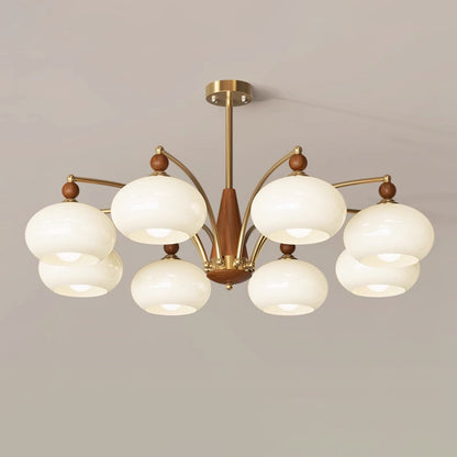 Calliope Chandelier | Metal & Glass | Gold & Walnut Finish