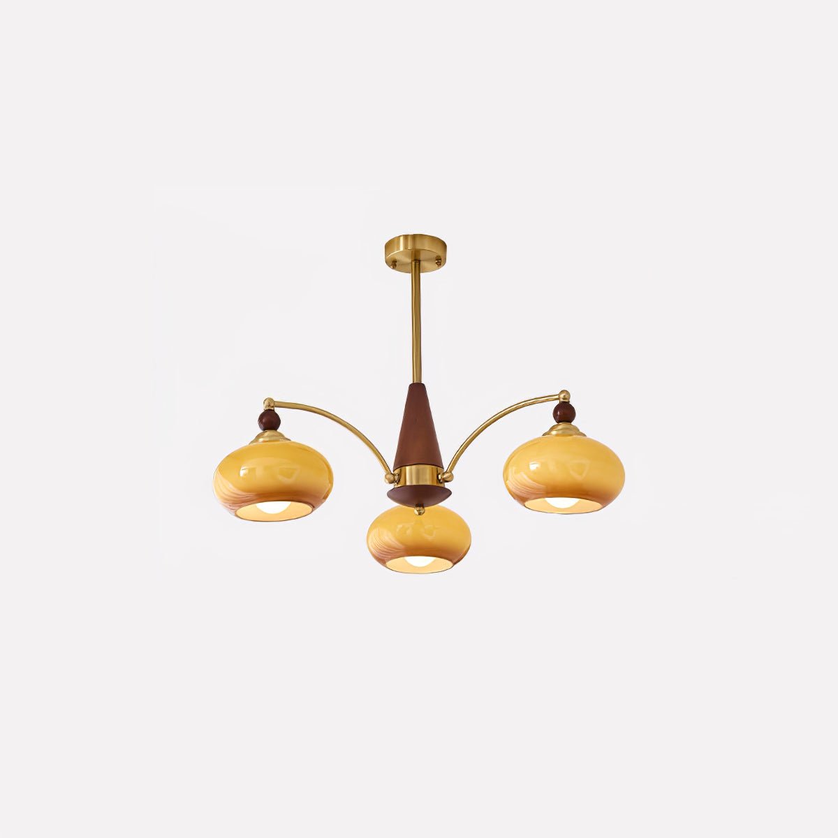 Calliope Chandelier | Metal & Glass | Gold & Walnut Finish