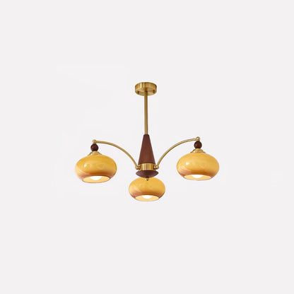 Calliope Chandelier | Metal & Glass | Gold & Walnut Finish