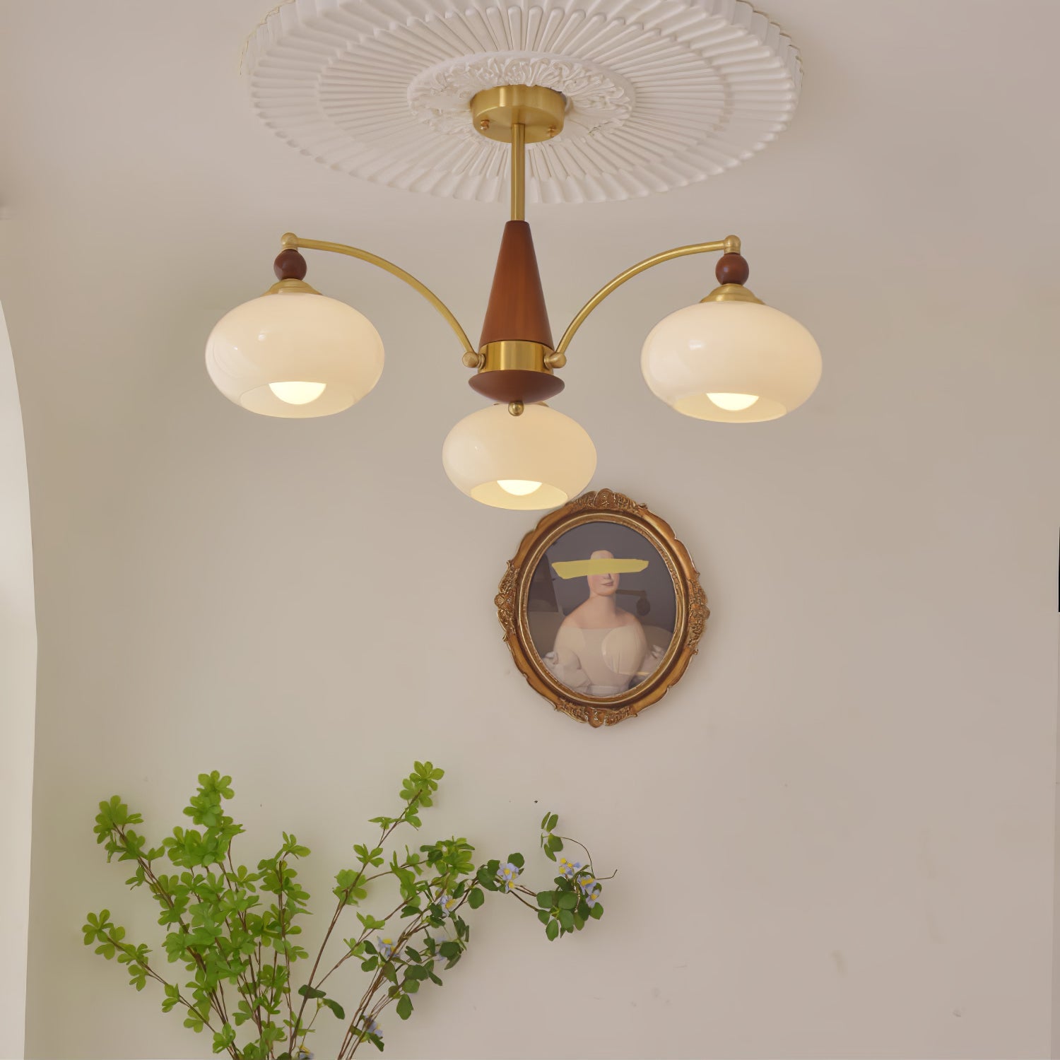 Calliope Chandelier | Metal & Glass | Gold & Walnut Finish