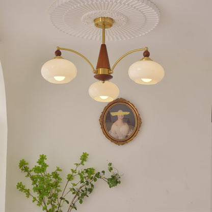 Calliope Chandelier | Metal & Glass | Gold & Walnut Finish