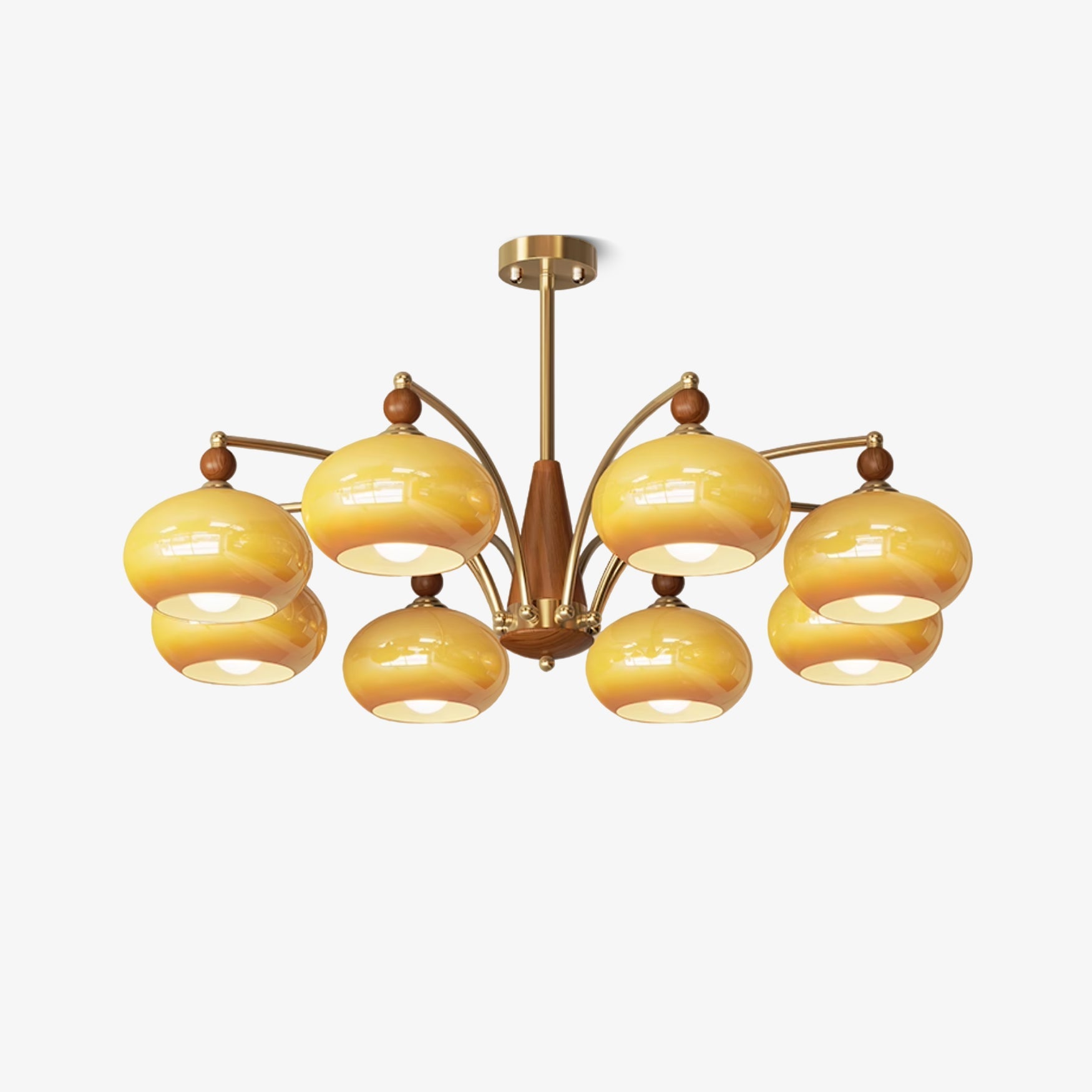 Calliope Chandelier | Metal & Glass | Gold & Walnut Finish