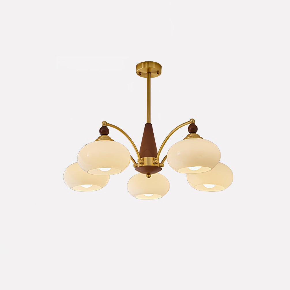 Calliope Chandelier | Metal & Glass | Gold & Walnut Finish