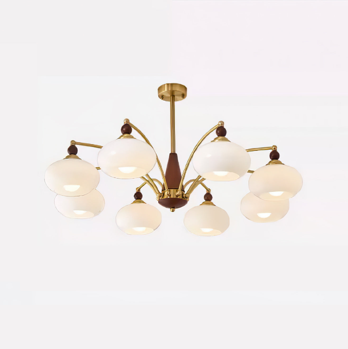 Calliope Chandelier | Metal & Glass | Gold & Walnut Finish