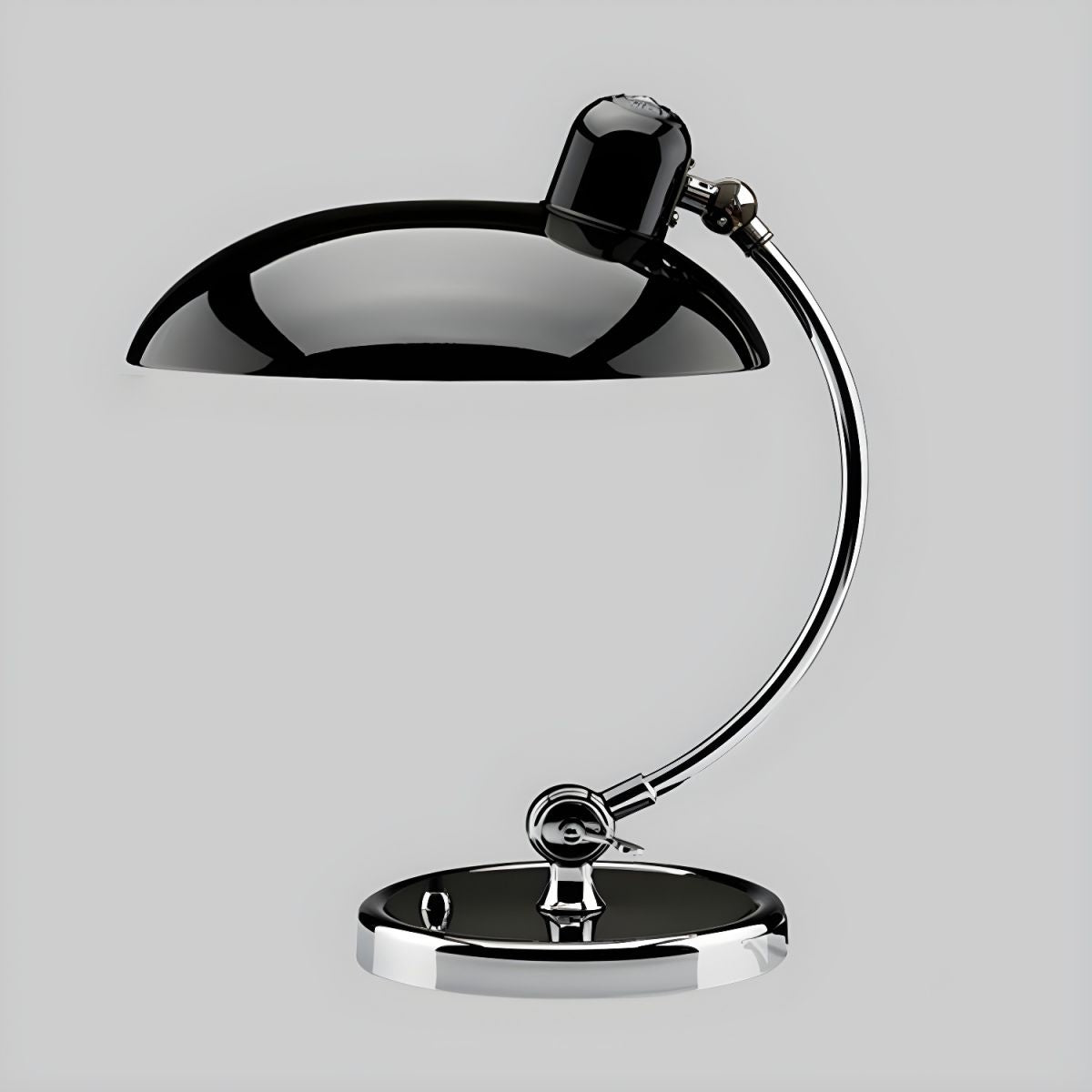 Retro Curve Desk Lamp | Frosted Glass & Chrome | 28cm Diameter
