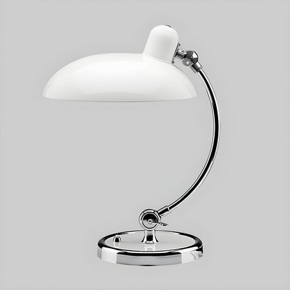 Retro Curve Desk Lamp | Frosted Glass & Chrome | 28cm Diameter
